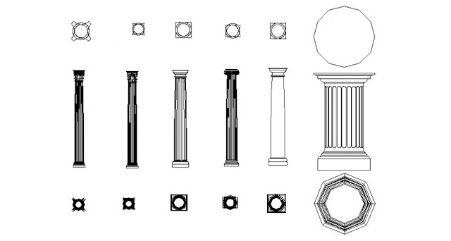 COLUMN BLOCKS 2D DRAWING IN AUTOCAD