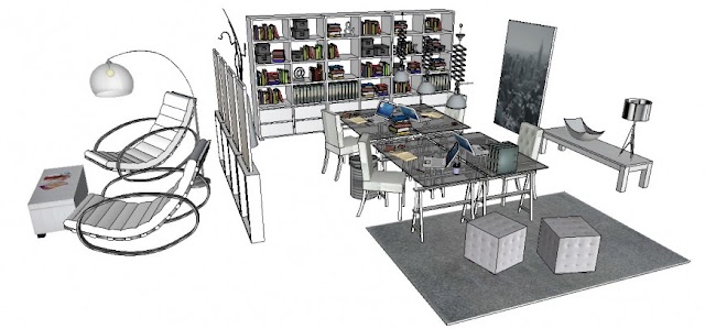 CORPORATE OFFICE FURNITURE 3D BLOCKS CAD DRAWING DETAILS SKP FILE