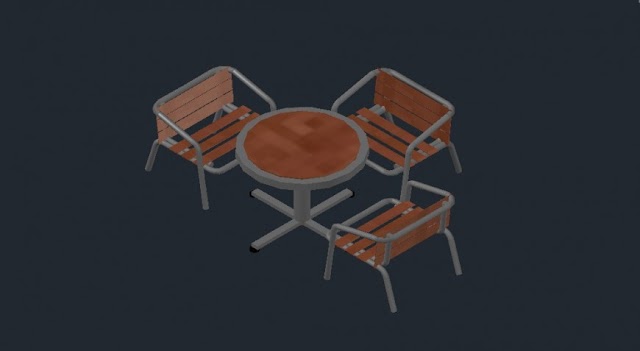 DINING TABLE FOR GARDEN 3D MODEL CAD DRAWING DETAILS DWG FILE
