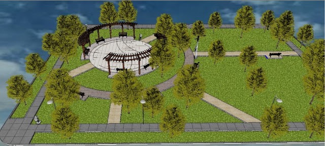 PARK DESIGN AND LANDSCAPING STRUCTURE 3D MODEL CAD DRAWING DETAILS SKP FILE