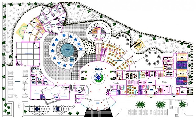 RESORT TOP VIEW PLAN IN AUTOCAD FILE .