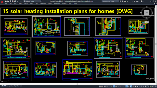 15 Solar Heating Installation Plans [DWG]