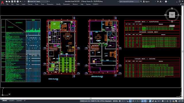 2-Storey House Plans (8 x 15) [DWG]