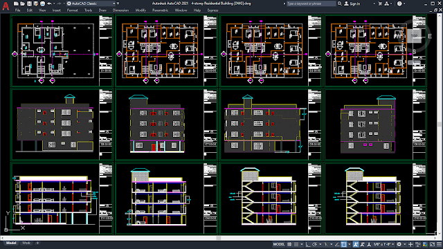 4-storey Residential Building [DWG]