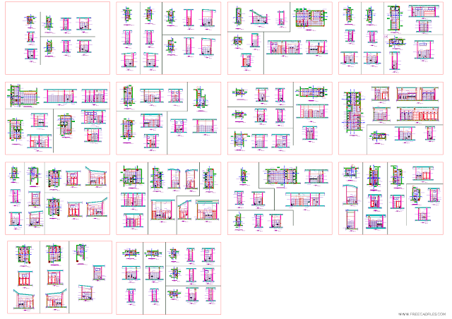 Architectural Details of Various Bathrooms [DWG]
