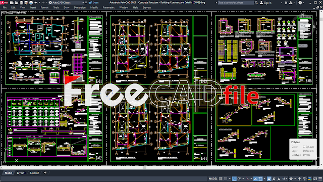 Concrete Structure - Building Construction Details  [DWG]