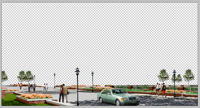 DETAIL 3D MODEL OF ROAD WAY ELEVATION PHOTOSHOP FILE