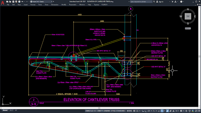 DETAILS OF CANTILEVER TRUSS [DWG]