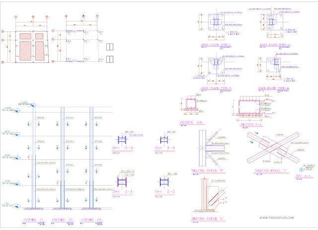 Details of the steel structure of a three-storey building, 60 sq.m.