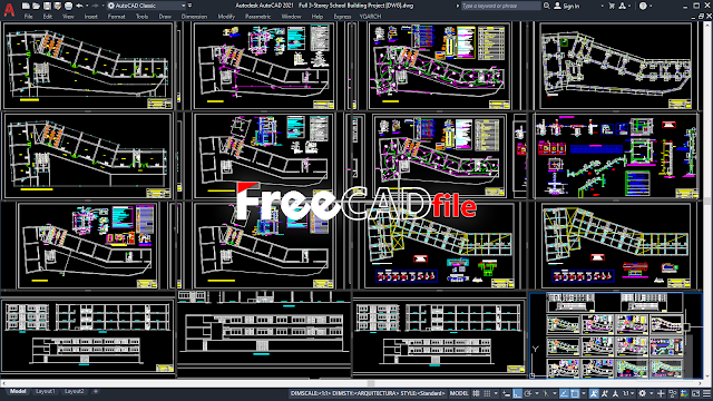 Full 3-Storey School Building Project [DWG]