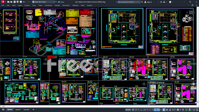 Gas Station And Vehicle Service [DWG]