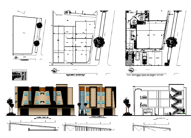 Hotel Project in a DWG file of 3 levels
