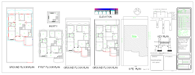 House Plan With Front Elevation Design AutoCAD File