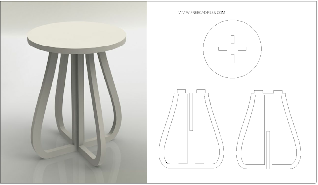 Laser Cut Stool Furniture Plans DXF File