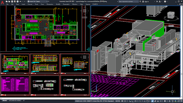 Design a Commercial Kitchen [DWG, 2D, 3D]