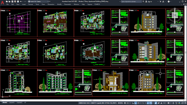 Modern 7-Story Apartment Building [DWG]