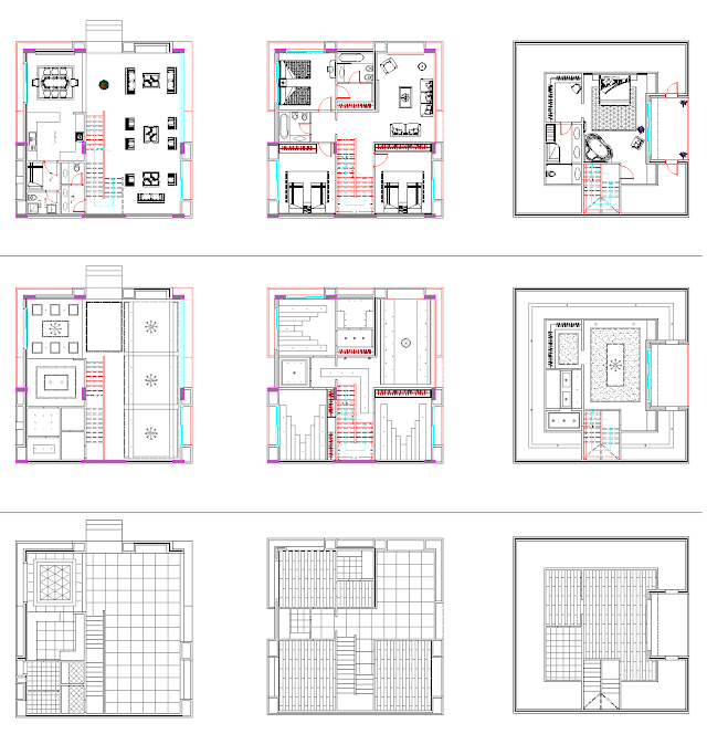 Modern villa plans DWG