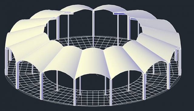 ROOF COVERAGE 3D DESIGN CAD DRAWING DETAILS DWG FILE