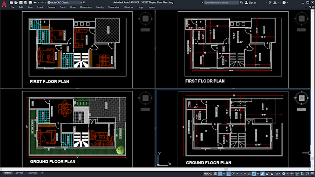30'X50' Duplex Floor Plan [DWG, PDF]