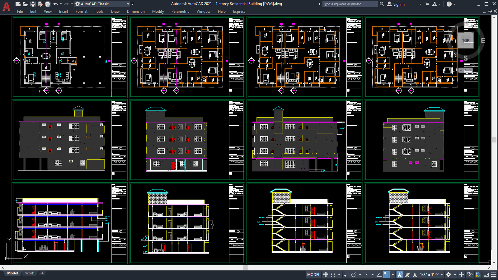 4-storey Residential Building [DWG]