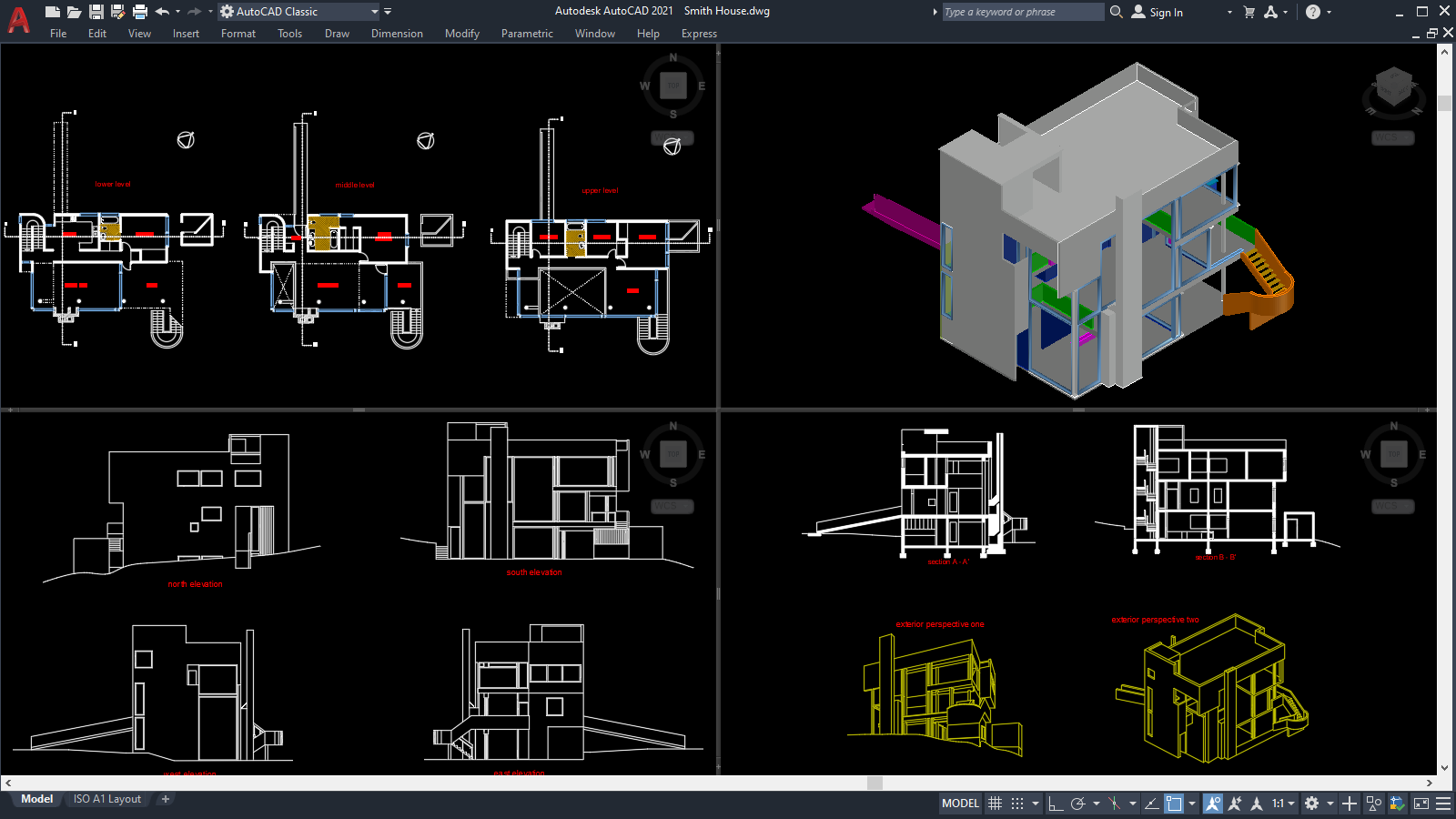 AD Classics Smith House  AutoCAD [2D, 3D, DWG, DXF]