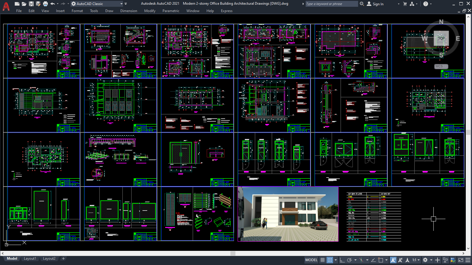 Modern 2-storey Office Building Architectural Drawings [DWG]